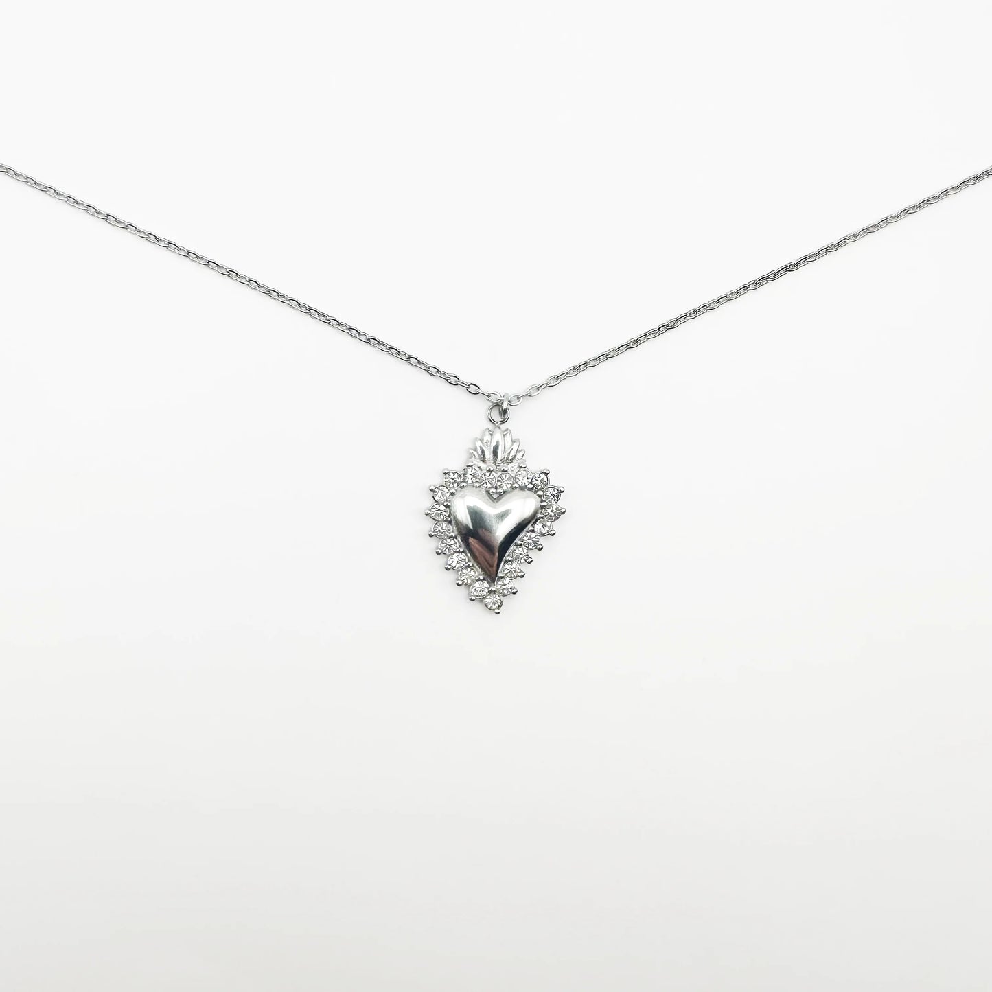 Collana cuore sacro zirconato