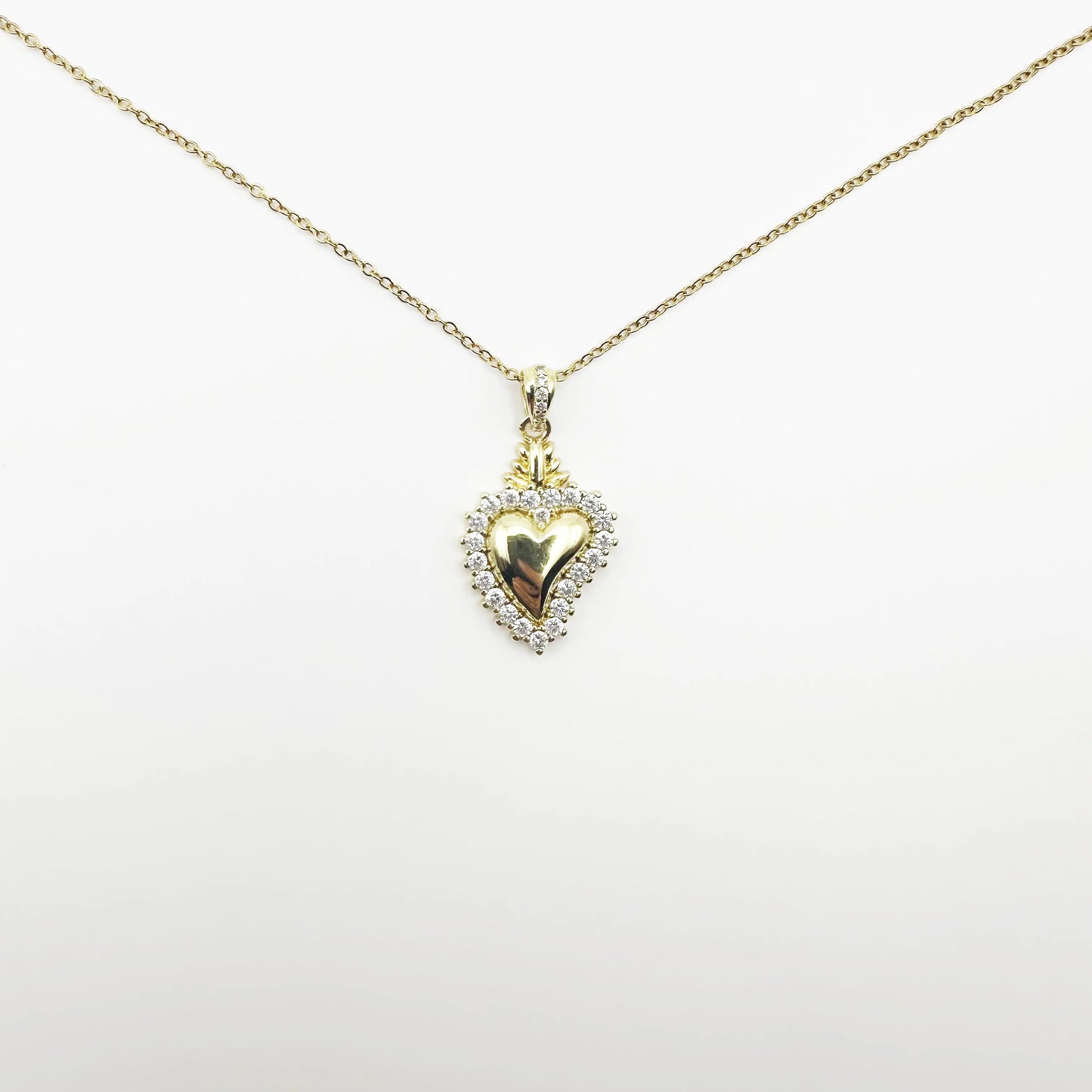 Collana cuore sacro zirconato