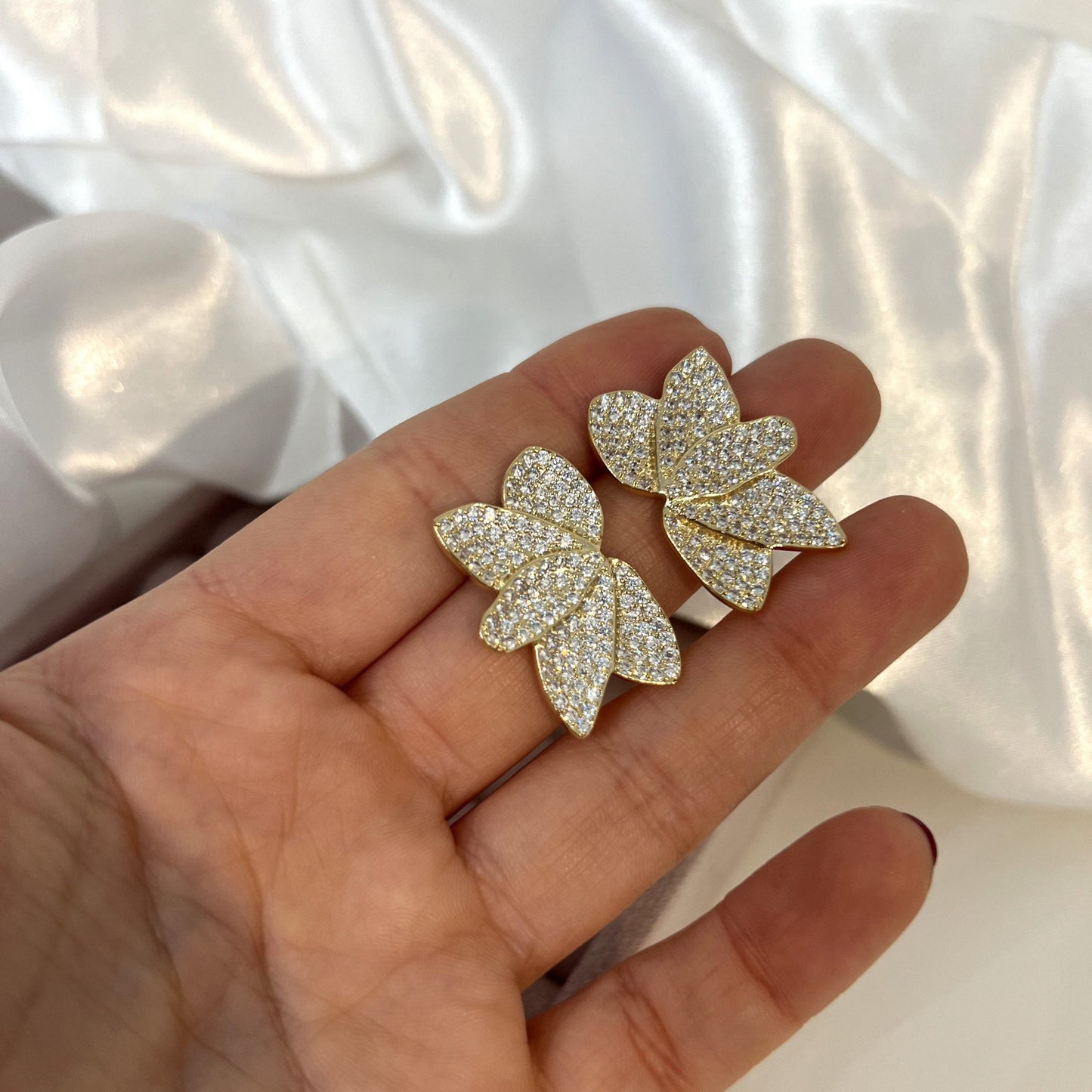 Orecchini Mini Foglie Strass