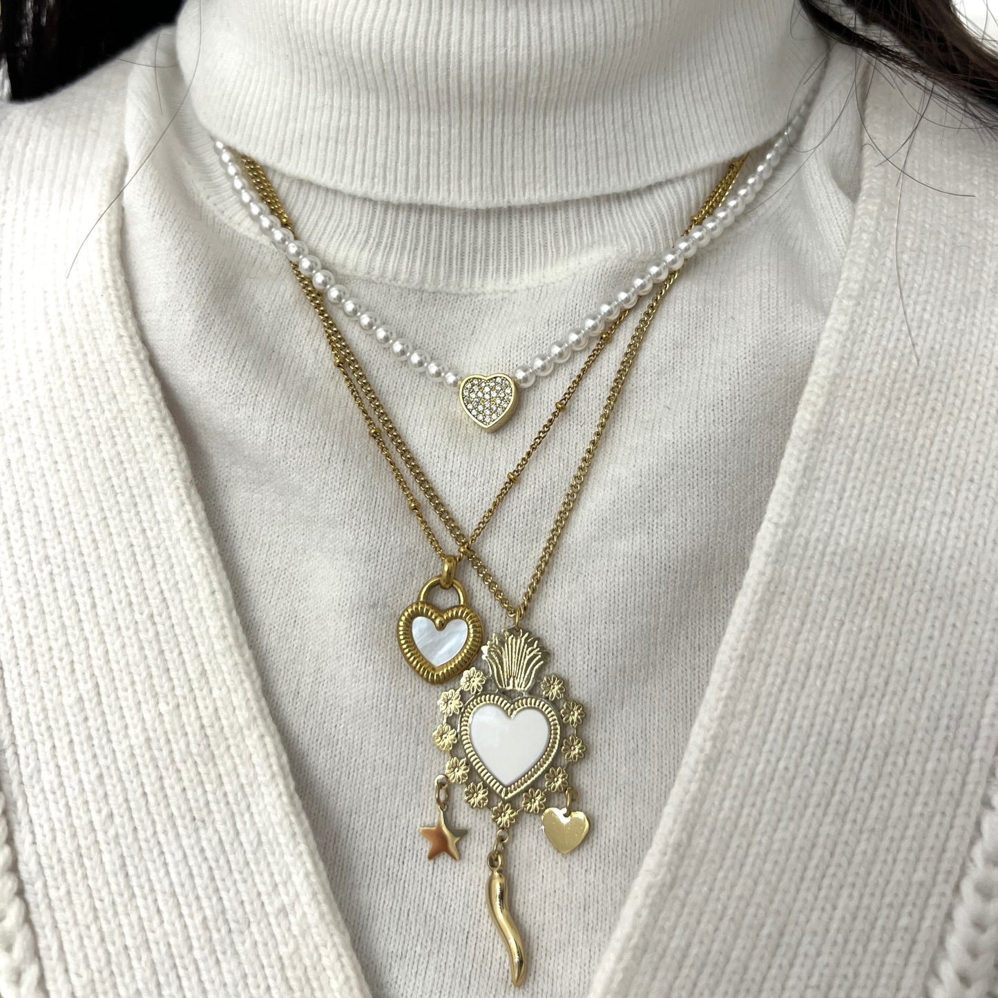 Collana Di Perle Con Cuoricino