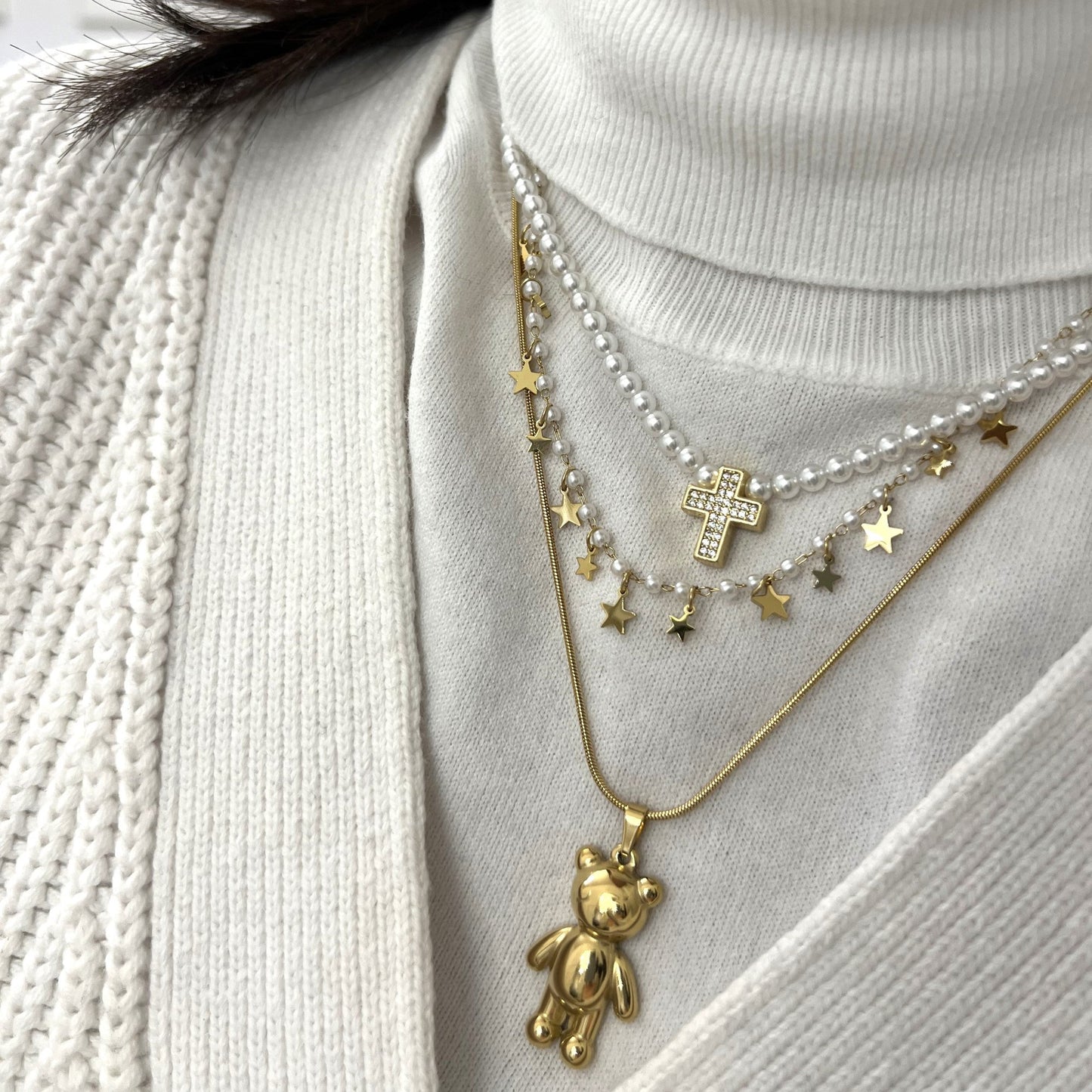 Collana Di Perle Con Croce