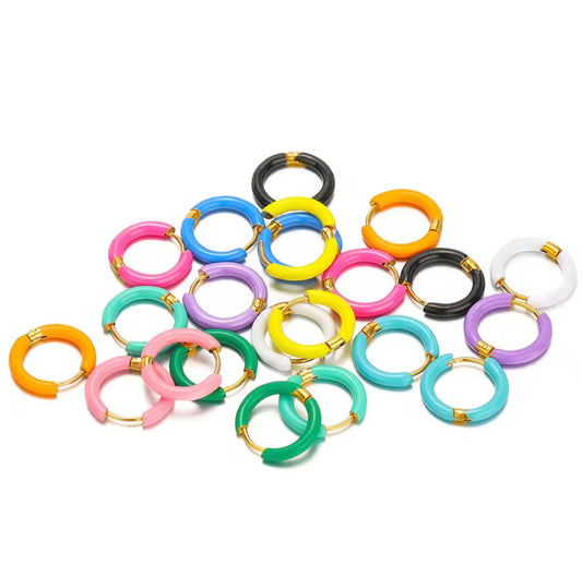 Orecchini Cerchietti Smaltati Color
