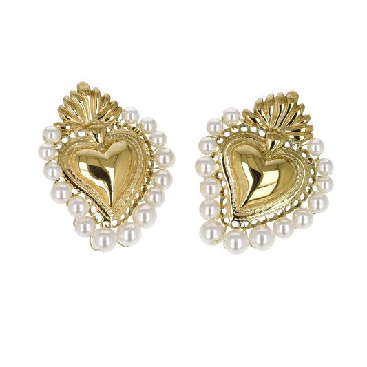 Orecchini Cuore Sacro con perle