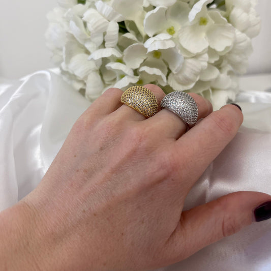 Anello Zirconi bombato