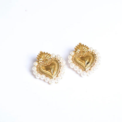 Orecchini Cuore Sacro con perle