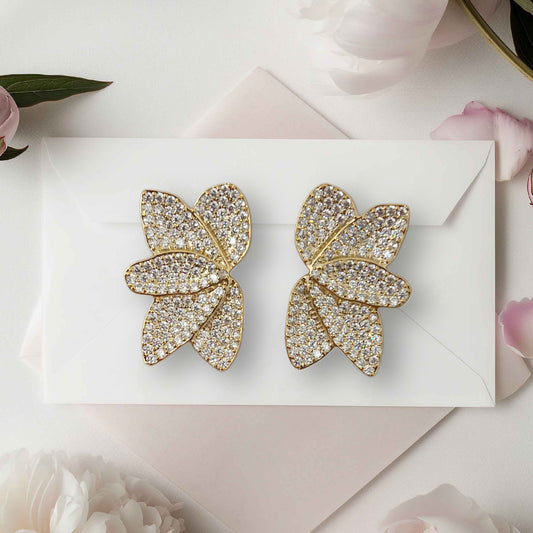 Orecchini Mini Foglie Strass