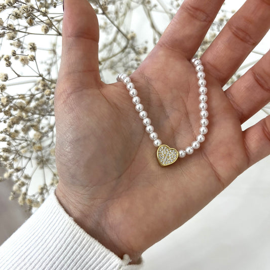 Collana Di Perle Con Cuoricino