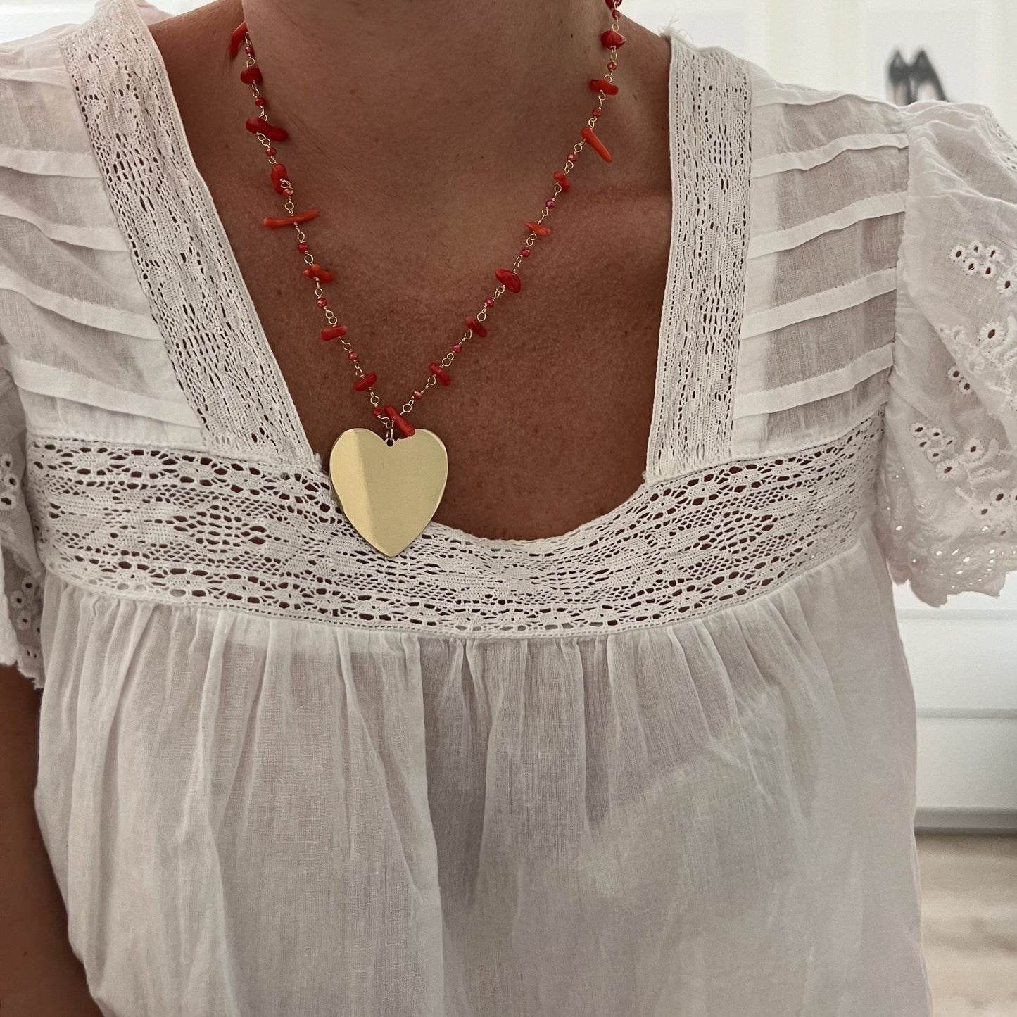 Collana coralli e cuore grande