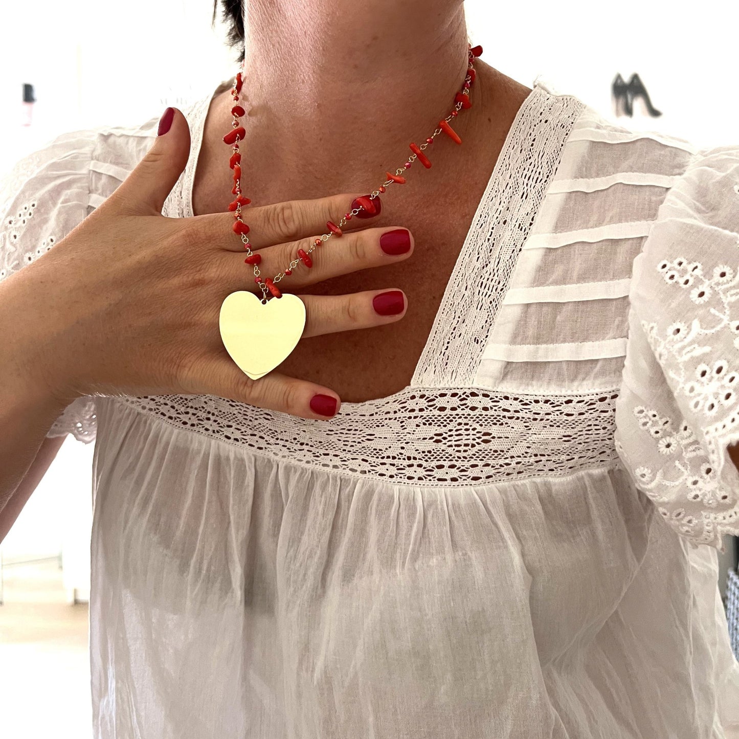 Collana coralli e cuore grande